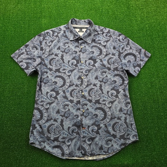 Tommy Hilfiger Other - Tommy Hilfiger Shirt Mens Large Blue Paisley Button Up Preppy‎ Casual Custom Fit